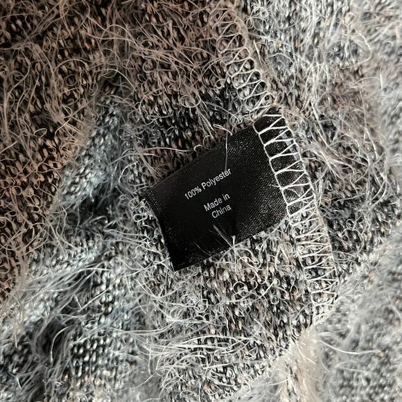 Lane Bryant Eyelash Duster Cardigan Sweater Womens 26/28 Gray Striped Knit Open - Picture 6 of 9